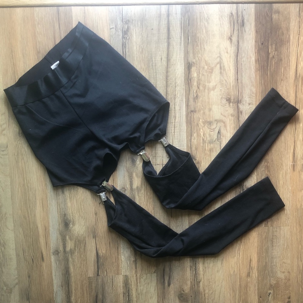 Black Suspender Clip Leggings